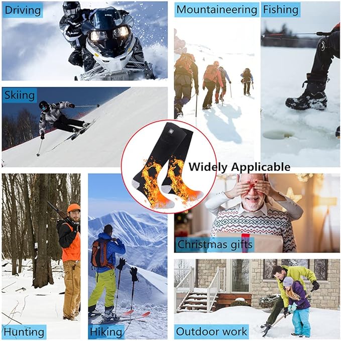 Savior Heated Socks,Rechargeable Electric Heated Socks for Men Women,Winter Foot Warmers,Suitable for Outdoor Work,Skiing,Skating,Cycling,Camping,Fishing,Hunting,etc.
