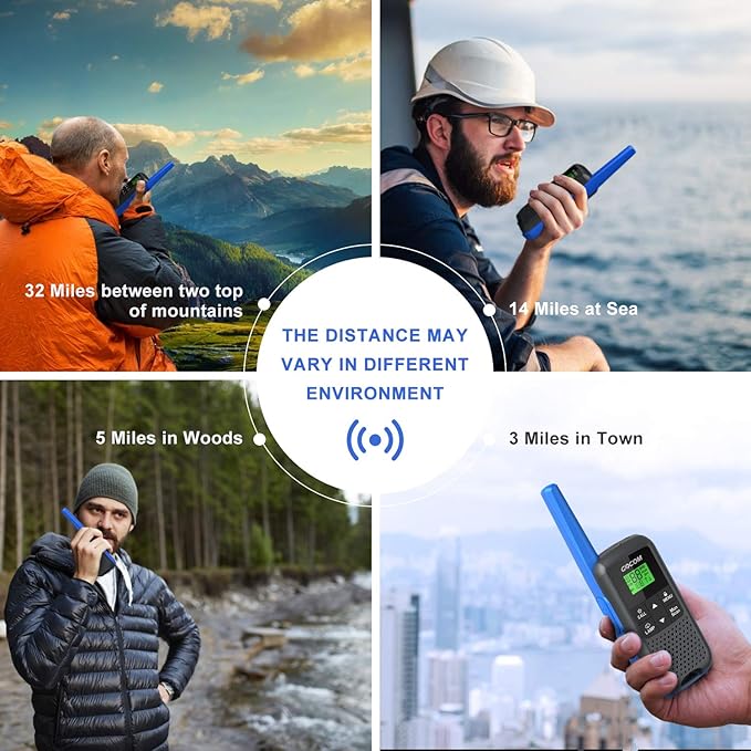 Adults Walkie Talkies Long Range - GOCOM G600 FRS IPX4 Waterproof Two Way Radio Rechargeable with 22 Channel, NOAA Weather Alerts and Flashlight for Outdoor Camping Biking Hiking (G600-4Pack)
