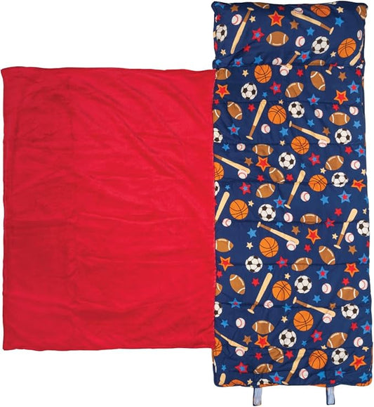 Stephen Joseph, Toddler All Over Print Nap Mat with Soft Blanket and Removable Pillow for Boys & Girls, Kids Sleeping Bag for Elementary, Daycare, Preschool with Carry Handle