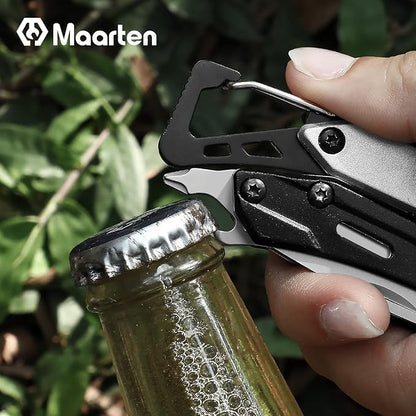 Maarten Multitool, 9-in-1 Stainless Steel Multi Tool Pocket Knife with Screwdriver, Self-locking Multitool Pliers, Survival, Bottle Opener, Camping, Hiking, Simple Repair
