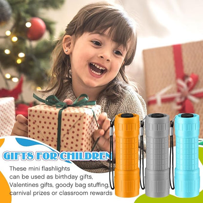 48 Mini Flashlights Bulk for Kids Small Assorted Colors Handheld LED Flashlights with Lanyard for Party Favor, Night Reading, Emergency, Camping(Cute)