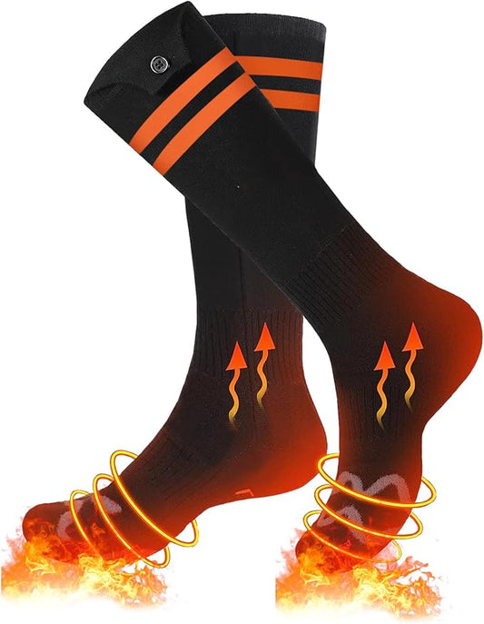 Heated Socks, 5000mAh Electric Heated Socks for Men Women, 3 Levels Rechargeable Battery Heating Socks Washable Ideal for Camping, Hunting & Hiking