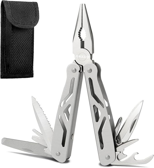 Multitool Pliers, 12-in-1 Hard Stainless Steel Foldable Multi Tool, Pocket Knife Camping Tool, Multi-pliers Used as Knife, Bottle Opener, Screwdriver, Sickle etc, Gifts for Men