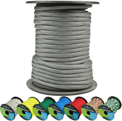 West Coast Paracord 550lb Paracord Spools – 7 Strand Type III Tactical Parachute Cord for Hiking, Camping, and Fishing – Charcoal Gray (50 ft)