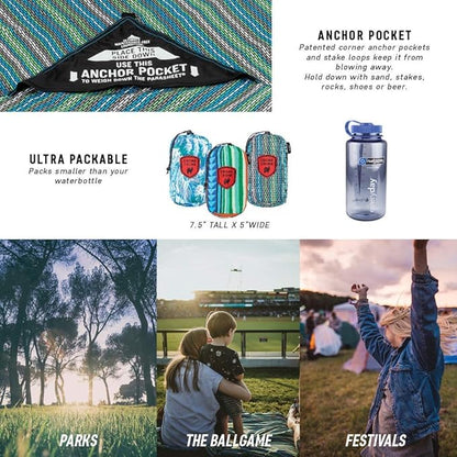 GRAND TRUNK | Adventure Sheet Blanket (Serape) | Sand Proof for Beach, Picnics, Festivals, Camping, and Other Outdoor Adventures