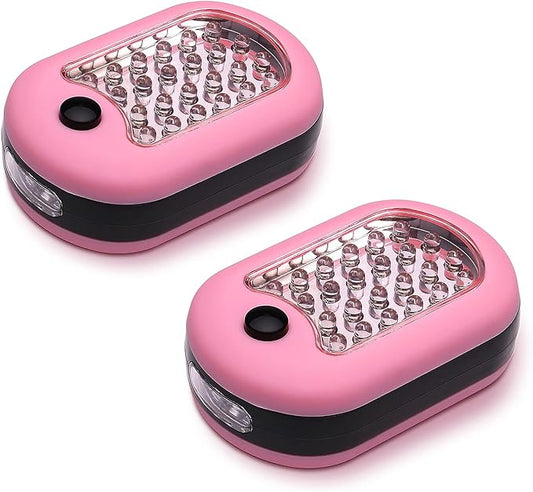 2-Pack Multi-Purpose Compact Work Light and Flashlight, Pink Color for Girls, Ladies and Women - Perfect Illumination for Roadside Emergency, Camping, General Household, Car and College Dormitory Use