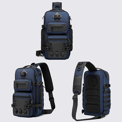 OZUKO Tactical Backpack Chest Sling Bags for Men, Waterproof Crossbody Shoulder Daypack for Outdoor Walking Hiking Trekking (Royal blue)