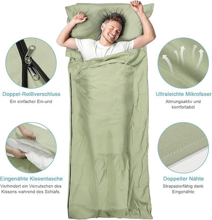 Sleeping Bag Liner, Adult Sleep Sack & Travel Sheets, Lightweight Single and Portable Camping Sleeping Bag Liners - Ideal for Traveling, Hostels and Camping