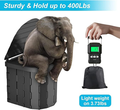 Portable Toilet for Camping, Portable Toilet for Adults, Portable Potty for Adults, Folding Waterproof Porta Potty for Camping, Car, Bucket, Travel, Outdoor, Hiking, Trips, Boat, Beach, Tent (Black)