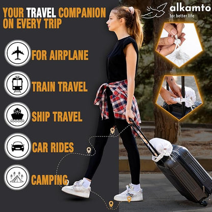 Travel & Camping Comfortable Memory Foam Pillow with Extra Cotton Cover – Easy to Carry Portable Bag