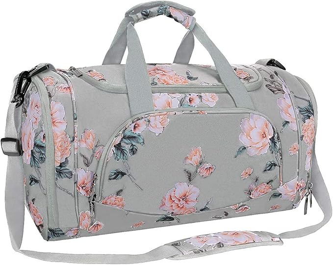 MOSISO Sports Duffel Peony Gym Bag with Shoe Compartment for Men/Women Dance Travel Weekender