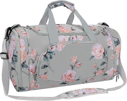 MOSISO Sports Duffel Peony Gym Bag with Shoe Compartment for Men/Women Dance Travel Weekender