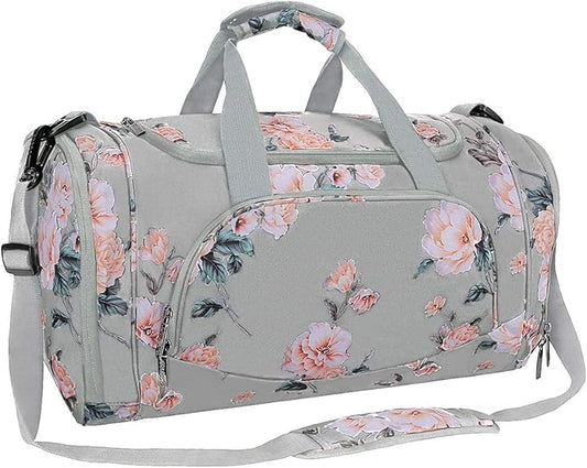MOSISO Sports Duffel Peony Gym Bag with Shoe Compartment for Men/Women Dance Travel Weekender