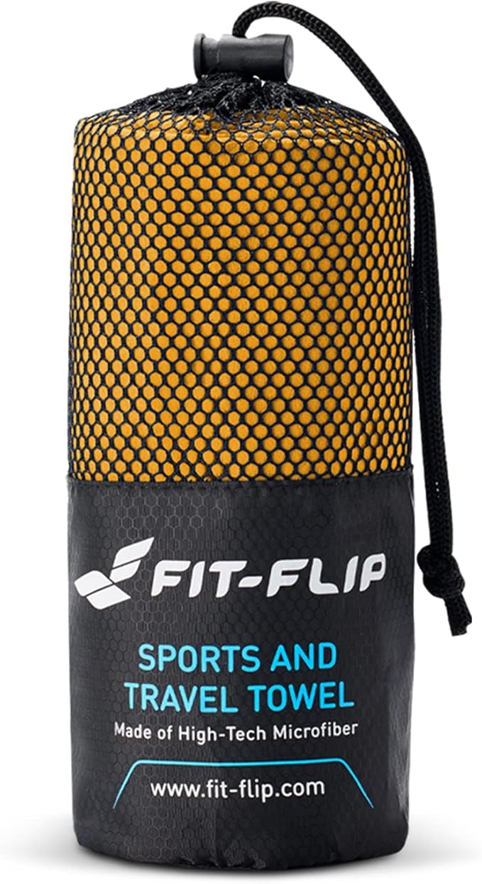 Fit-Flip Travel Towel - Compact & Ultra Soft Microfiber Camping Towel - Quick Dry Towel - Super Absorbent & Lightweight for Sports, Beach, Gym, Backpacking, Hiking and Yoga