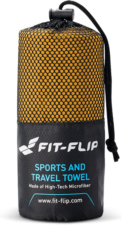 Fit-Flip Travel Towel - Compact & Ultra Soft Microfiber Camping Towel - Quick Dry Towel - Super Absorbent & Lightweight for Sports, Beach, Gym, Backpacking, Hiking and Yoga