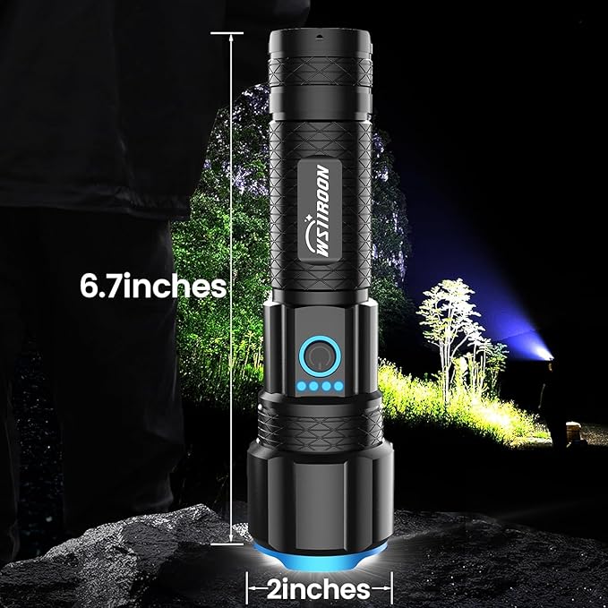 Rechargeable LED Flashlights High Lumens, 220000 Lumens Super Bright Flashlight with 5 Modes,IPX7 Watarproof, Powerful Handheld Flash Light for Home Camping Emergency(2 Pack)