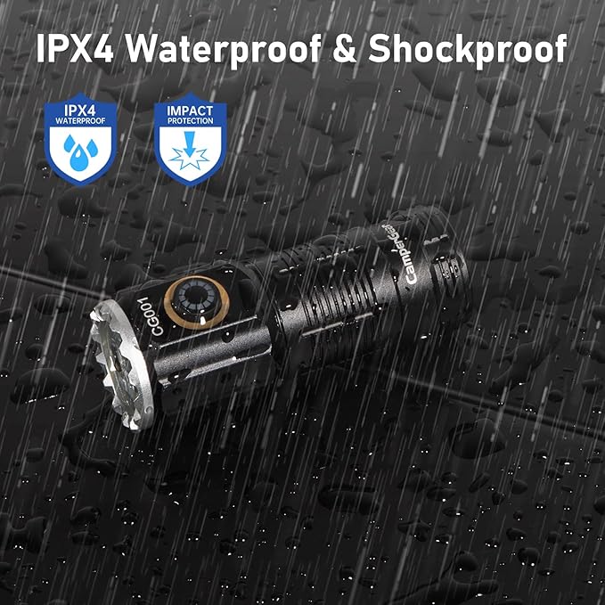 Small LED Rechargeable Flashlight, 1800 Lumens High Lumens Super Bright Mini EDC Flash Light for Camping Hiking Working and Home Use, Battery Included