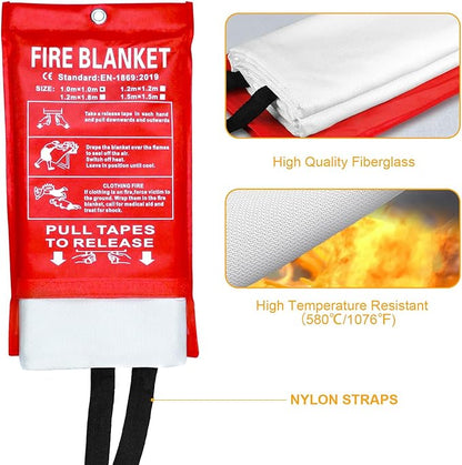 Fire Blankets Emergency for Home Kitchen Fiberglass Fire Extinguisher Blanket for School, Fireplace, Grill, Vehicle, Office, Warehouse