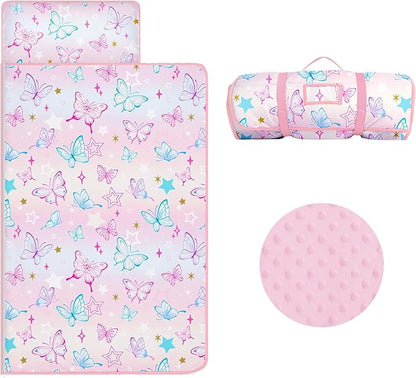 Kids Sleeping Bag Nap Mat with Removable Pillow and Blanket,Extra Thick Large 2 in 1 Slumber Bags for Boys Girls,Toddler Nap Mat for Preschool Daycare Travel Camping