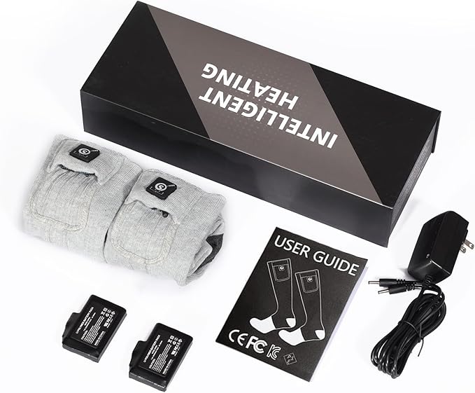 Heated Socks for Men Women Battery Electric Heated Socks Rechargeable 7.4V 2200mAh up to 6.5hrs for Outdoor Skiing Hiking Camping Working, Cold Weather Foot Warmer