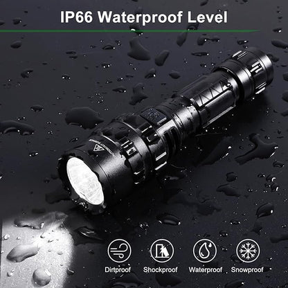 APLOS F01 LED Flashlights Rechargeable - 1200 Lumens Bright Flashlight, 5 Modes Powerful Emergency Flashlights, Mid-Size Tactical Flashlight High Lumens for Emergency Outdoor Home Camping Hiking