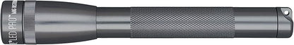 MagLite Mini LED Pro Flashlight - Ultra Bright 332 Lumens, Adjustable Beam, Water-Resistant IPX4, Shock Resistant, 2 Power Modes, Includes 2 AA Premium Alkaline Batteries - (Holster Pack, Gray)