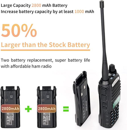 BaoFeng UV-82 High Power BaoFeng Radio Ham Radio Handheld Walkie Talkies with Earpiece, Extra 2800mAh Battery Hand Speaker Mic and Programming Cable Full Kits(1 Pack-Black)