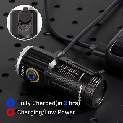 Small LED Rechargeable Flashlight, 1800 Lumens High Lumens Super Bright Mini EDC Flash Light for Camping Hiking Working and Home Use, Battery Included