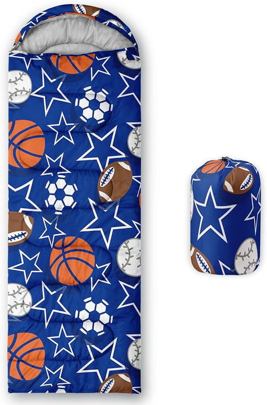 Kids Sleeping Bag for Boys Girls,Cute Puppy Print-Lightweight Warm Portable Outdoor Indoor-Waterproof Cold Weather Resistant Sleeping Bag for Camping Hiking