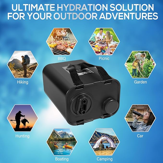 Bonbo 11L BPA Free Food Grade Hydration Water Storage Container, Large Portable Water Tank, Emergency Water Storage Jug, for Camping, Outdoor Hiking