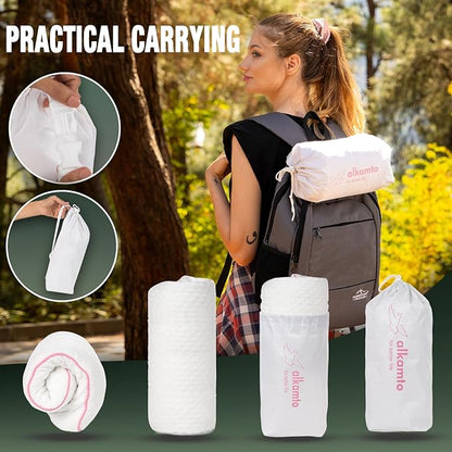 Travel & Camping Comfortable Memory Foam Pillow with Extra Cotton Cover – Easy to Carry Portable Bag