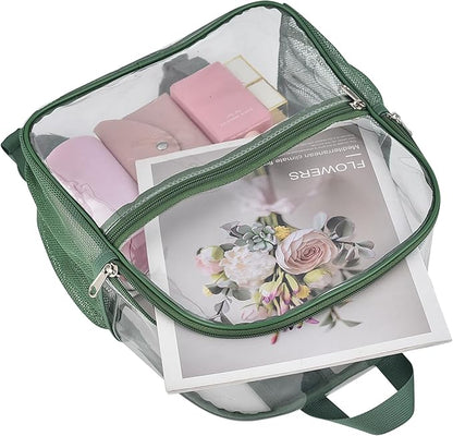 Oraben Clear Backpack for Stadium Events Clear Stadium Backpack 12x6x12 Bag (Enhanced Strap, Forest Green)