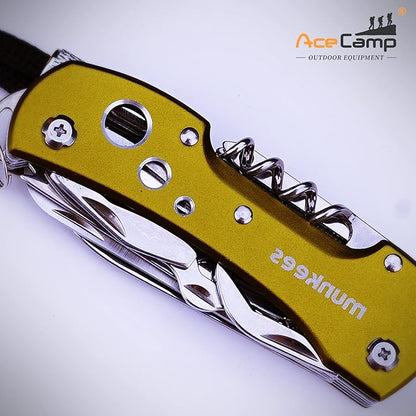 14-in-1 multifunctional pocket tools with led, knives, scissors, corkscrews, screwdrivers, for outdoor, camping, fishing