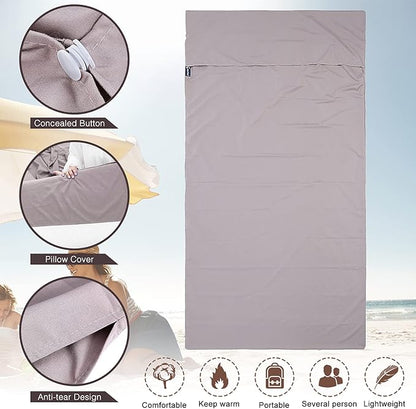 Sleeping Bag Liner and Camping Sheet, Camping & Travel Sheets for Adults, Lightweight Double Sleep Sack for Outdoor Travel Hiking Hotels Picnics