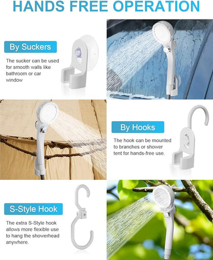 AUTOPkio Portable Shower for Camping, 2-in-1 Camp Shower Pump with Rechargeable Battery, Portable Outdoor Shower for Beach Hiking Outdoor, Pet Cleaning