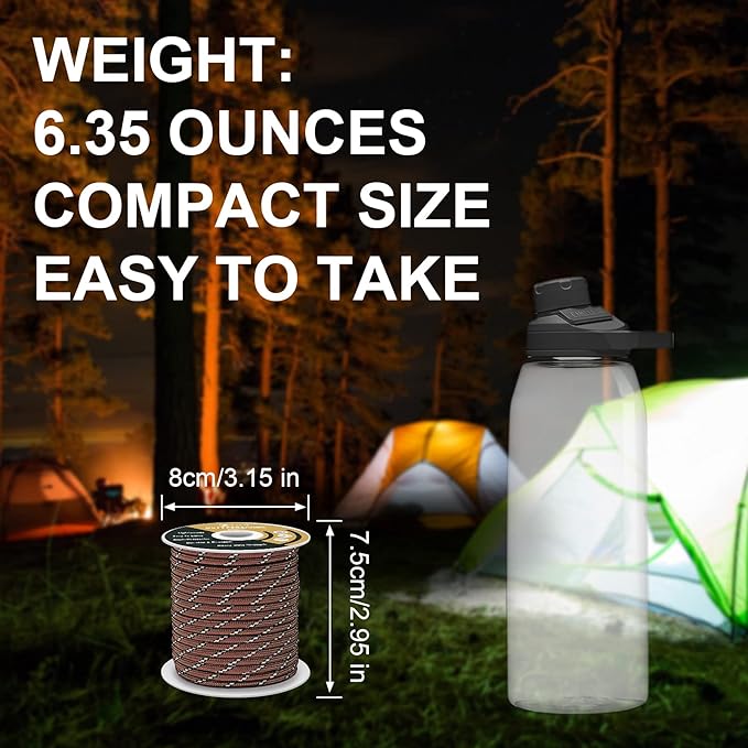 Reflective 550 Paracord/Parachute Cord 4mm Tent Rope 7 Strands 65 Feet Reflect Nylon Pull Guy Lines Spool Wind Proof for Camping Outdoor Hiking Lanyard Bracelets Emergency