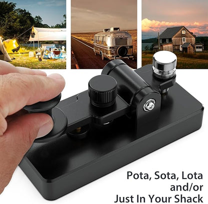 Classical Morse Mini Code Key Morse Code Paddle Key Aluminum Alloy Mini-Key Morse CW Portable Key Morse Practice Key Black