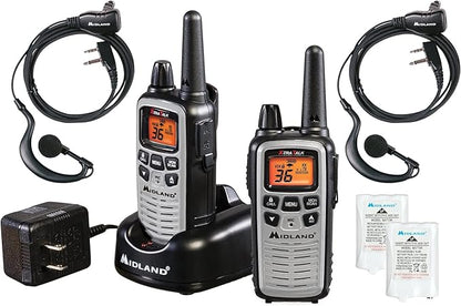 Midland – LXT600VP4 Portable Two-Way Radio – Pair of LXT600 FRS Radios with Headset Family Radio Walkie-Talkie – NOAA Weather Alert- Deli Cafes and Restaurants – Up to 30 Mile Range 2 Pack