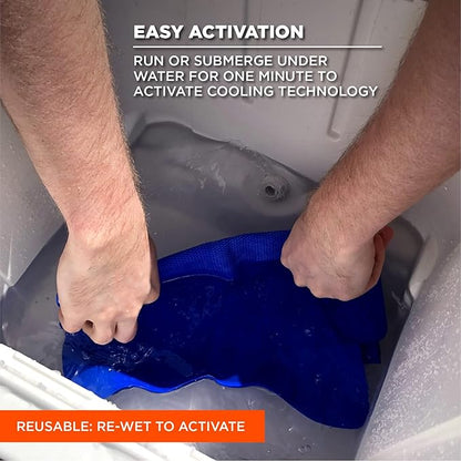 Ergodyne Chill-Its 6602 Evaporative Cooling Towel, Blue 13 inches x 29.5 inches