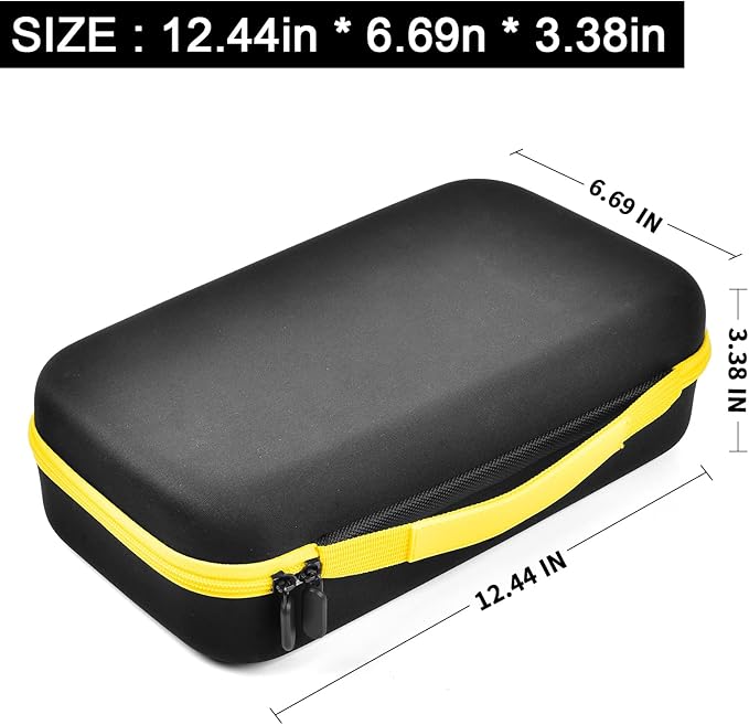 ANKHOH Walkie Talkie Case Holder for 50 Channel GMRS Two-Way Radio, Long Range Handheld Mobile Radios Hard Storage Carrying Box for Rechargeable Batteries, Charger and Headset,Black-Yellow(Bag Only)