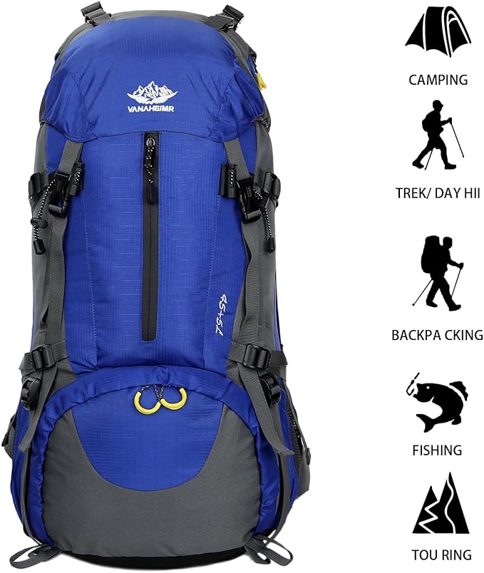 50L Hiking Backpack Men Camping Backpack with rain cover 45l+5l Lightweight Backpacking Backpack Travel Backpack