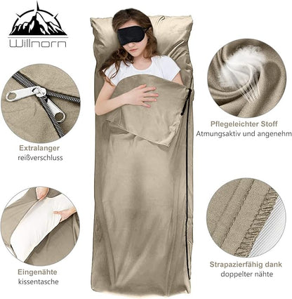 Sleeping Bag Liner,Travel Sheets & Adult Sleep Sack for Backpacking,Hotels & Hostels,Lightweight Single Camping Sleeping Bag Liners for Travel
