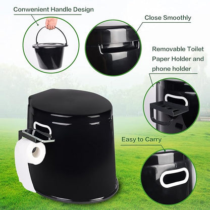 Portable Toilet, Adult and Child Toilet, 5.3 Gallon Mobile Toilet Bucket, Camping and Rv Toilet, Suitable for Camping, Hiking, Rv, Boat, Bedroom