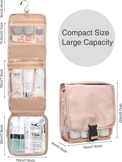Hanging Toiletry Bag for Women with Tsa Approved Toiletry Bag, Travel Foldable Toiletries Bag, Roll up Cosmetics Jewelry Toiletry Bag, Water Resistant Makeup Organizer