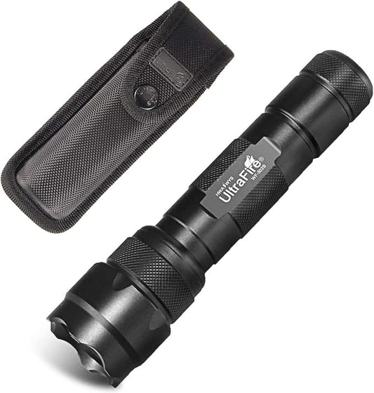ULTRAFIRE WF-502B Tactical Flashlight with Holster, Single Mode 1000 Lumens LED Flashlight with Duty Belt Holster, Bright Small EDC Flashlight with Torch Case Holder Pouch (Battery Not Included)
