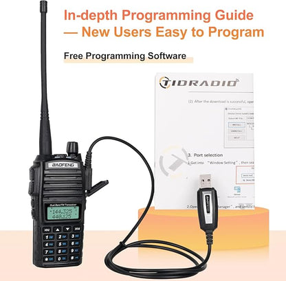 BaoFeng UV-82 High Power BaoFeng Radio Ham Radio Handheld Walkie Talkies with Earpiece, Extra 2800mAh Battery Hand Speaker Mic and Programming Cable Full Kits(1 Pack-Black)