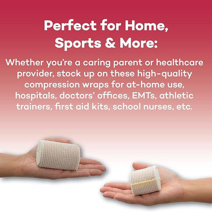 Dealmed 2" Elastic Bandage Wrap with Self-Closure – 10 Elastic Bandages, 5 Yards Stretched Compression Bandage Wrap, Wound Care Product for First Aid Kit and Medical Facilities