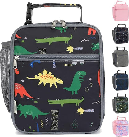 Lunch Box for Kids Boys Girls Men Women, Insulated Small Soft Cooler Lunch Bag Kit for School Work Picnic Travel - Reusable Portable lunchbox,Dinosaur Dark Blue