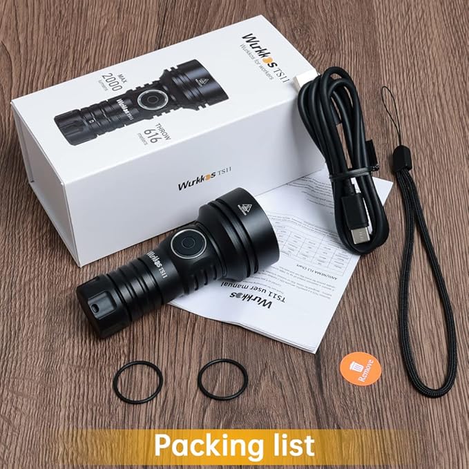 Wurkkos TS11 EDC Flashlight Rechargeable,Super Bright Led Pocket Flashlight with 616M Beam Distance,Compact LED Flashlight with Anduril 2.0 UI and SFT40 Led (Black)