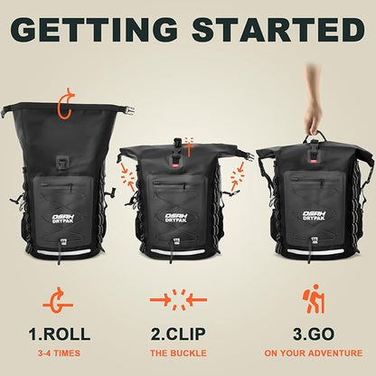 Waterproof Backpack Dry Bag 35L/55L – Heavy Duty Roll-Top Hiking Backpack for Travel, Kayaking, Boating, Camping, Rafting and Fishing